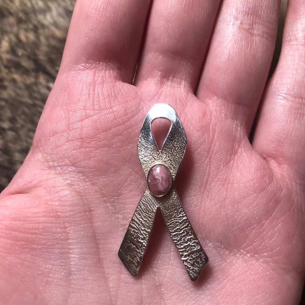 Sterling silver signed breast cancer awareness pin